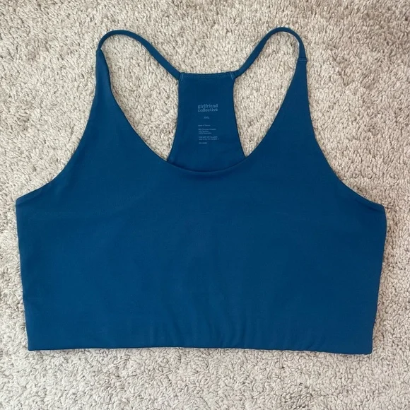 Girlfriend Collective Cleo Bra and High-Rise Leggings Set Size XXL Blue Green - Picture 2 of 16